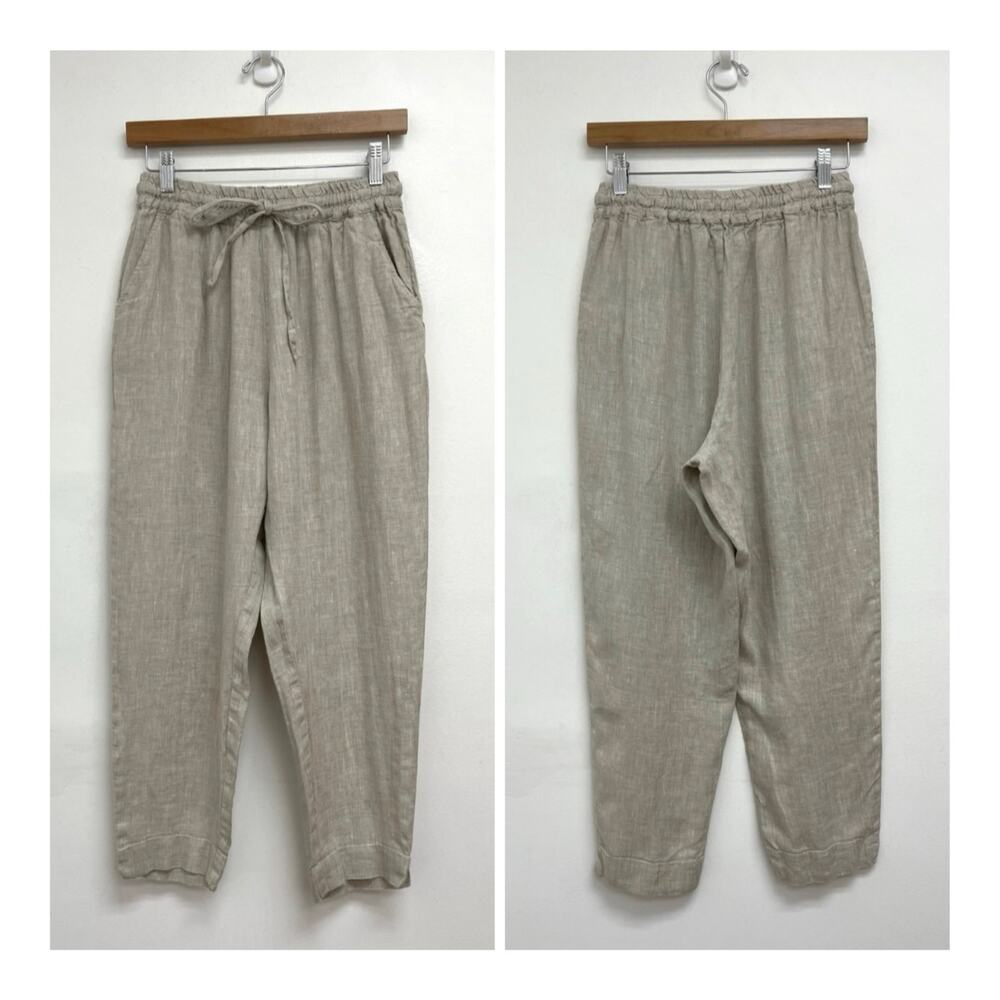 Magic Linen Pull On Drawstring Cropped Coastal Na… - image 2